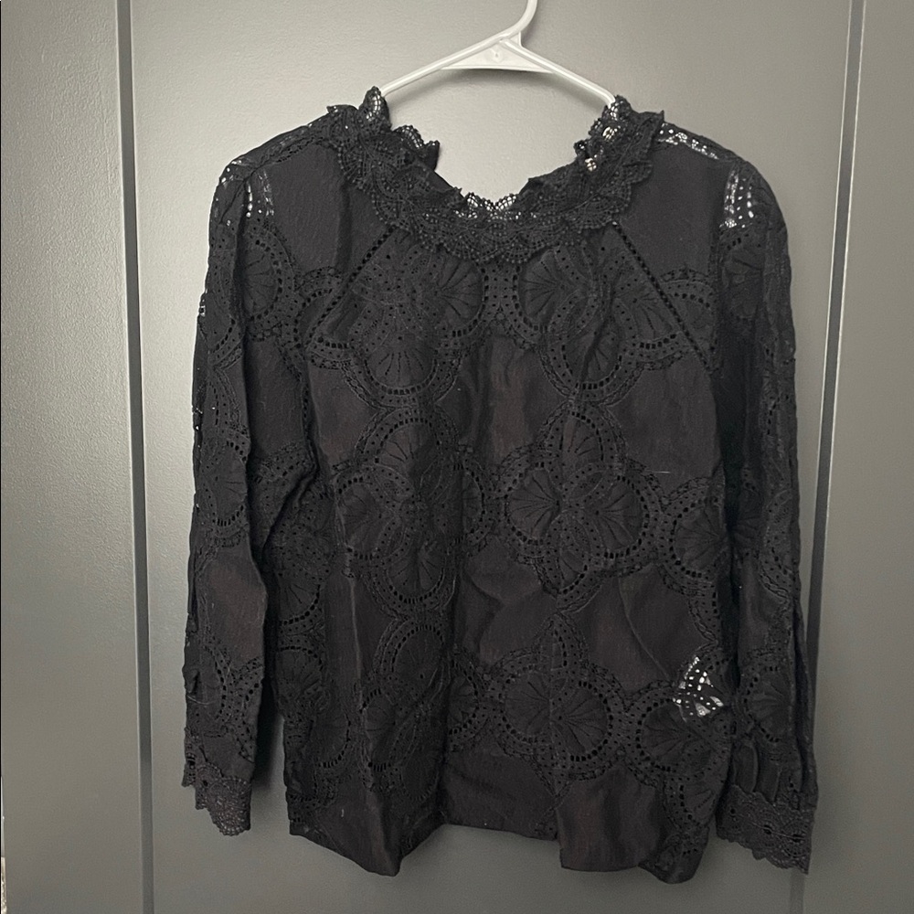 SEZANE Elegant Black Lace Women's Top